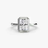 SOLARA Radiant Cut Bezel-Set Solitaire Ring Setting in White Gold | SARATTI