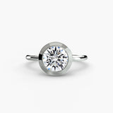 SOLARA – Round Cut Bezel-Set Solitaire Ring Setting in White Gold | SARATTI