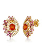 SOLARA natural Spessartine Garnet and Tourmaline earrings in 18K Yellow Gold front view | SARATTI