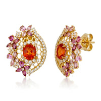 SOLARA – Spessartine Garnet & Tourmaline Earrings in 18K Yellow Gold