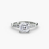 SOLENNE – Asscher Cut Six-Stone Shoulder Solitaire Ring Setting in 950 Platinum | SARATTI