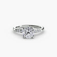 SOLENNE – Cushion Cut Six-Stone Shoulder Solitaire Ring Setting – White Gold view | SARATTI