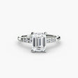 SOLENNE Emerald Cut six-stone shoulder accent solitaire ring setting in White Gold | SARATTI