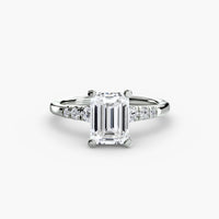 SOLENNE – Emerald Cut Six-Stone Shoulder Accent Solitaire Ring Setting