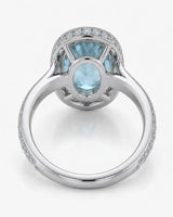 Solenne Halo Oval Aquamarine Diamond Ring Setting in White Gold, rear gallery view | SARATTI