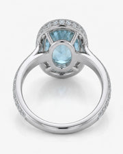 Solenne Halo Oval Aquamarine Diamond Ring Setting in White Gold, rear gallery view | SARATTI