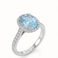 Solenne Halo – Oval Aquamarine Diamond Ring Setting