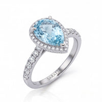 SOLENNE Halo – Pear Cut Aquamarine Diamond Ring Setting