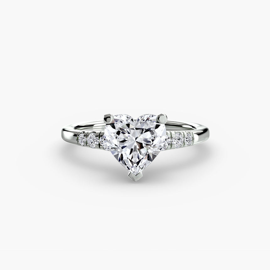 SOLENNE Heart Cut Six-Stone Shoulder Solitaire Ring Setting in 950 Platinum | SARATTI