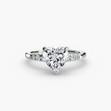 SOLENNE Heart Cut Six-Stone Shoulder Solitaire Ring Setting in White Gold | SARATTI