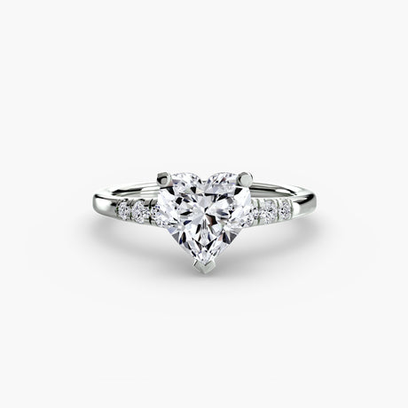 SOLENNE Heart Cut Six-Stone Shoulder Solitaire Ring Setting in White Gold | SARATTI