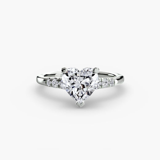 SOLENNE Heart Cut Six-Stone Shoulder Solitaire Ring Setting in White Gold | SARATTI