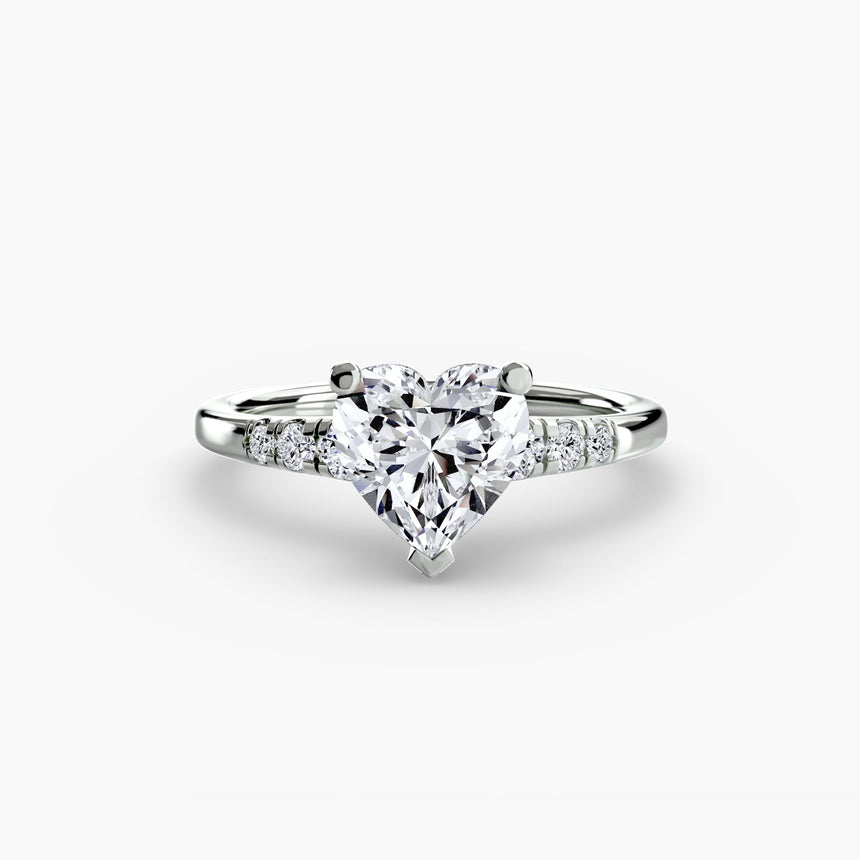 SOLENNE Heart Cut Six-Stone Shoulder Solitaire Ring Setting in White Gold | SARATTI