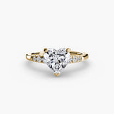 SOLENNE Heart Cut Six-Stone Shoulder Solitaire Ring Setting in Yellow Gold | SARATTI