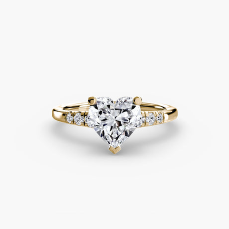 SOLENNE Heart Cut Six-Stone Shoulder Solitaire Ring Setting in Yellow Gold | SARATTI