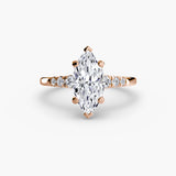 SOLENNE – Marquise Cut Six-Stone Shoulder Solitaire Ring Setting in Rose Gold | SARATTI
