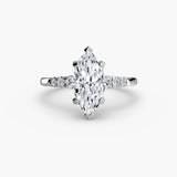 SOLENNE – Marquise Cut Six-Stone Shoulder Solitaire Ring Setting in White Gold | SARATTI