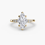 SOLENNE – Marquise Cut Six-Stone Shoulder Solitaire Ring Setting in Yellow Gold | SARATTI