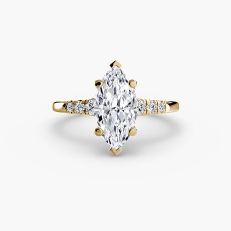 SOLENNE – Marquise Cut Six-Stone Shoulder Solitaire Ring Setting in Yellow Gold | SARATTI