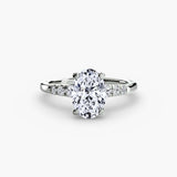 SOLENNE Oval Cut six-stone shoulder solitaire ring setting in 950 Platinum | SARATTI