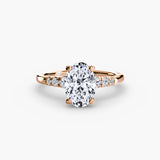 SOLENNE Oval Cut six-stone shoulder solitaire ring setting in Rose Gold | SARATTI