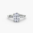 SOLENNE Oval Cut six-stone shoulder solitaire ring setting in White Gold | SARATTI