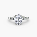 SOLENNE Oval Cut six-stone shoulder solitaire ring setting in White Gold | SARATTI