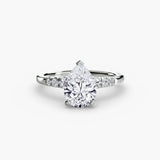 SOLENNE – Pear Cut Six-Stone Shoulder Solitaire Ring Setting in 950 Platinum | SARATTI
