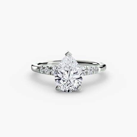 SOLENNE – Pear Cut Six-Stone Shoulder Solitaire Ring Setting in White Gold | SARATTI