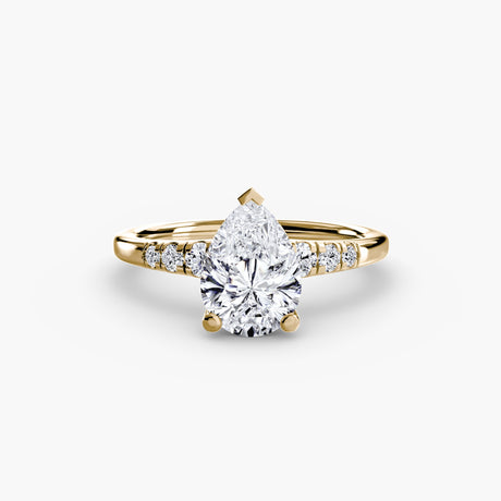 SOLENNE – Pear Cut Six-Stone Shoulder Solitaire Ring Setting in Yellow Gold | SARATTI