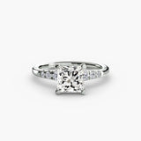 SOLENNE – Princess Cut Six-Stone Shoulder Solitaire Ring Setting in 950 Platinum | SARATTI