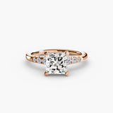 SOLENNE – Princess Cut Six-Stone Shoulder Solitaire Ring Setting in Rose Gold | SARATTI