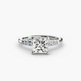 SOLENNE – Princess Cut Six-Stone Shoulder Solitaire Ring Setting in White Gold | SARATTI