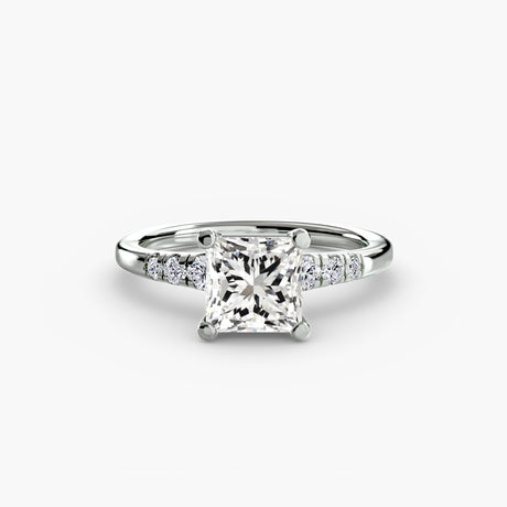 SOLENNE – Princess Cut Six-Stone Shoulder Solitaire Ring Setting in White Gold | SARATTI