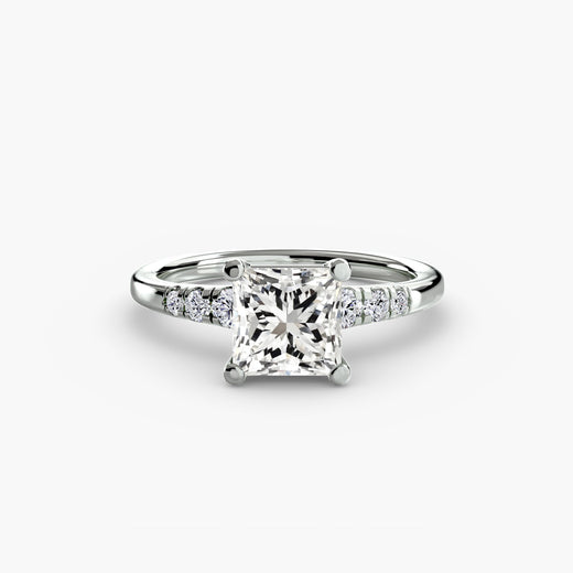 SOLENNE – Princess Cut Six-Stone Shoulder Solitaire Ring Setting in White Gold | SARATTI