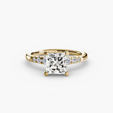 SOLENNE – Princess Cut Six-Stone Shoulder Solitaire Ring Setting in Yellow Gold | SARATTI