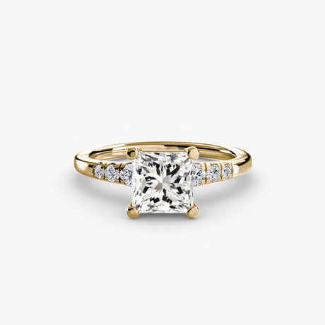SOLENNE – Princess Cut Six-Stone Shoulder Solitaire Ring Setting in Yellow Gold | SARATTI