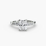 SOLENNE Radiant Cut Six-Stone Shoulder Solitaire Ring Setting in 950 Platinum | SARATTI