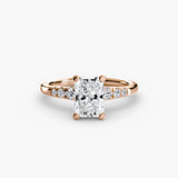 SOLENNE Radiant Cut Six-Stone Shoulder Solitaire Ring Setting in Rose Gold | SARATTI