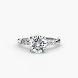 SOLENNE – Round Cut Six-Stone Shoulder Solitaire Ring Setting in 950 Platinum | SARATTI