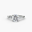 SOLENNE – Round Cut Six-Stone Shoulder Solitaire Ring Setting in White Gold | SARATTI