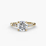 SOLENNE – Round Cut Six-Stone Shoulder Solitaire Ring Setting in Yellow Gold | SARATTI