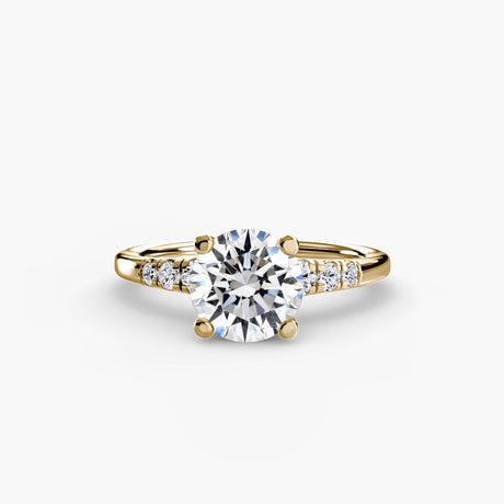 SOLENNE – Round Cut Six-Stone Shoulder Solitaire Ring Setting in Yellow Gold | SARATTI
