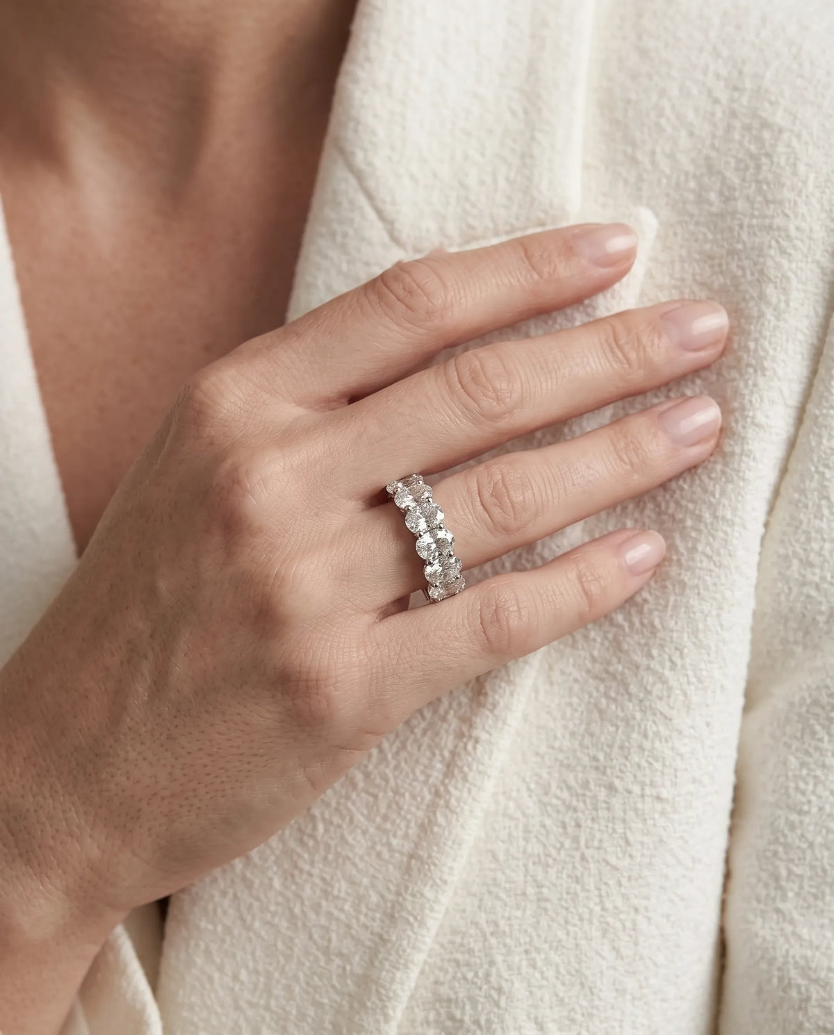 Oval diamond eternity wedding band with large matched oval-cut diamonds | SARATTI