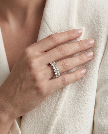 Oval diamond eternity wedding band with large matched oval-cut diamonds | SARATTI