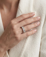 Thick oval diamond eternity wedding band with a continuous circle of oval diamonds | SARATTI