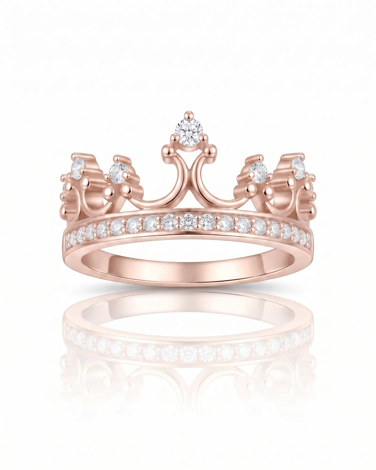 Tiara diamond wedding ring in 18K rose gold with sculptural arches and round brilliant diamonds | SARATTI