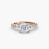 TIERED ACCENT – Asscher Cut Graduated Diamond Solitaire Ring Setting in Rose Gold | SARATTI
