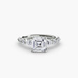 TIERED ACCENT – Asscher Cut Graduated Diamond Solitaire Ring Setting in White Gold | SARATTI