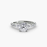 TIERED ACCENT – Cushion Cut Graduated Diamond Solitaire Ring Setting – White Gold view | SARATTI